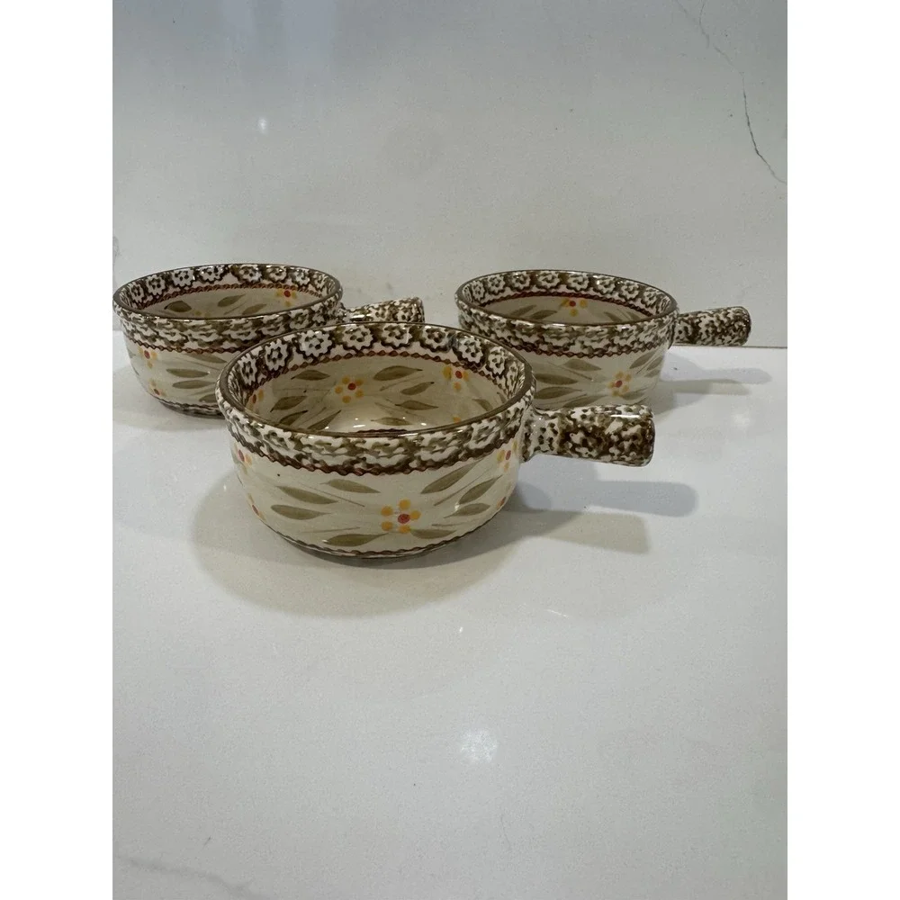 Set of 3 Temptations by Tara Old World Brown 15oz. Handled Soup Crocks MINT TT13